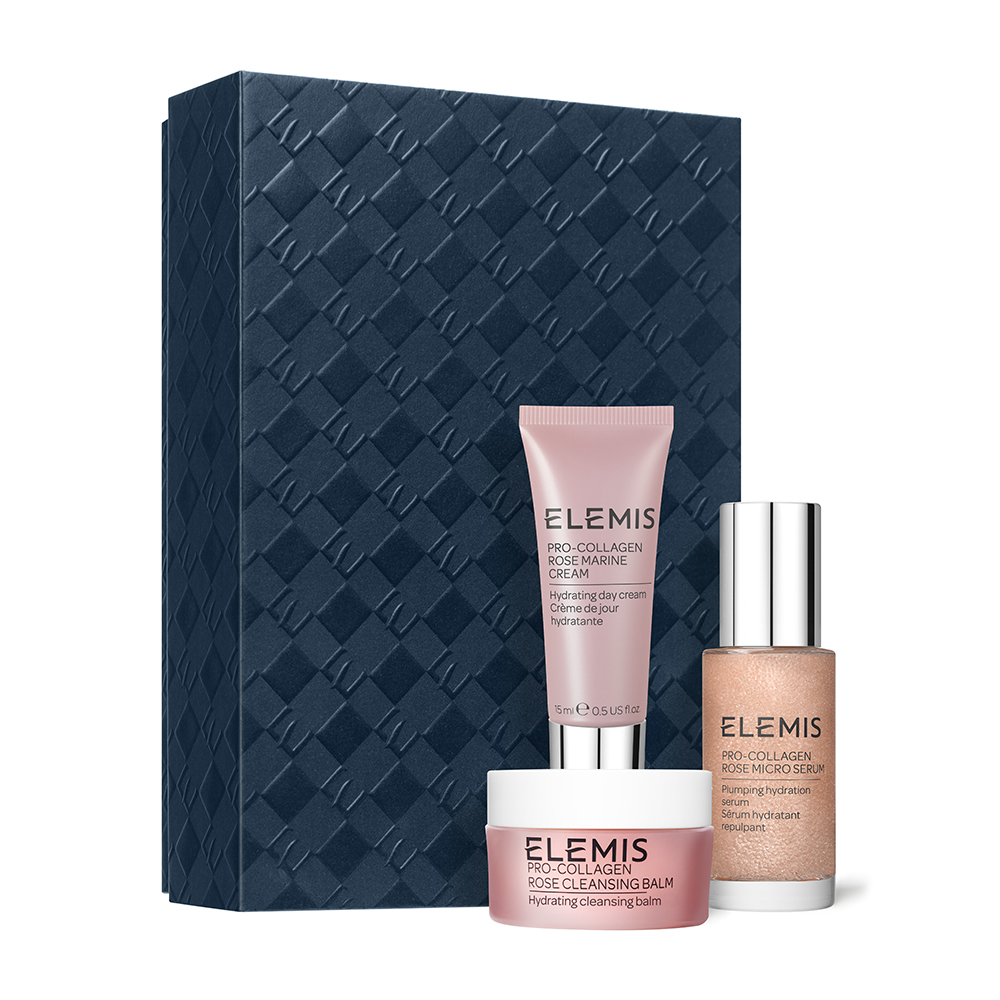 Набор - Трио для увлажнения и успокоения кожи с розой Elemis Pro-Collagen Rose Plumping Routine