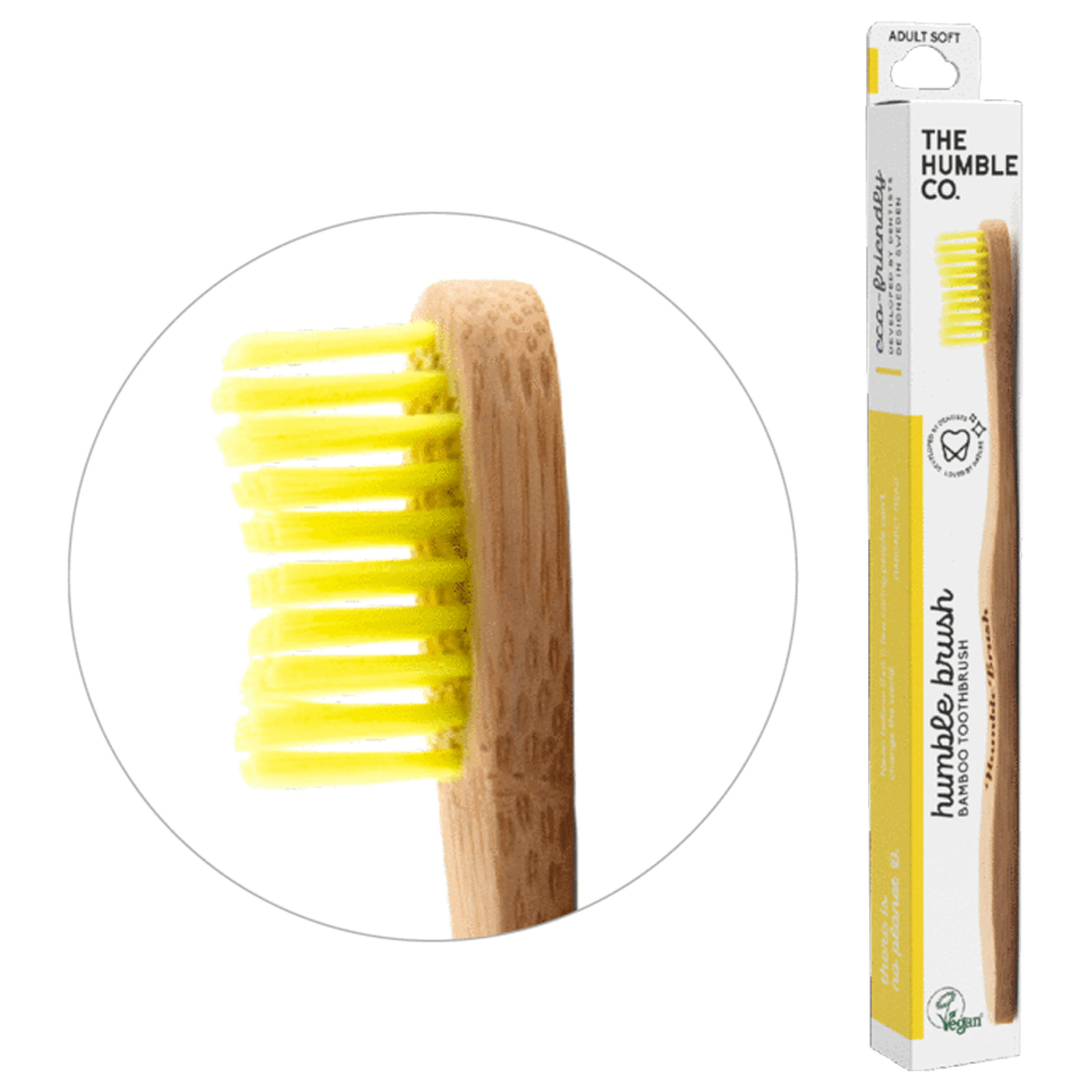 Зубная щетка бамбуковая Желтая средней жесткости The Humble Co Brush Adult Yellow Medium Bristles