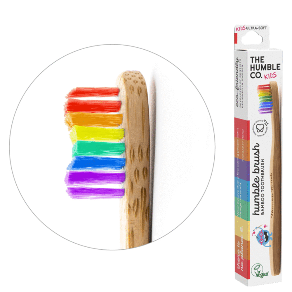 Зубная щетка для детей бамбуковая Радуга 3-9 лет ультрамягкая The Humble Co Brush Kids Ultra-Soft Bristles