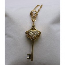 Золотой ключ с духами Simone Cosac Key with Crystal Heart Pendant Gold Trama