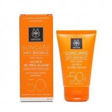 Солнцезащитный крем для лица против морщин SPF 50 с комплексом 3d Pro-Algae Apivita Suncare Anti-Wrinkle SPF50