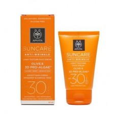 Солнцезащитный крем для лица против морщин легкой текстуры Apivita Suncare Anti-Wrinkle Face Cream With Olive And 3D Pro-Algae SPF30