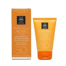 Солнцезащитный крем для лица против пигментных пятен Apivita Suncare Anti-Spot Face Cream With Olive and 3D Pro-Algae SPF50