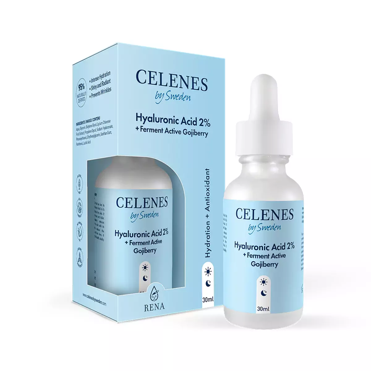 Зволожуюча сироватка з гіалуроновою кислотою Celenes Hyaluronic Acid 2% + Ferment Active Gojiberry [5180100]