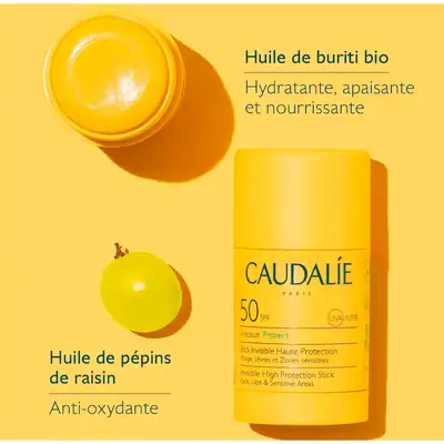 Сонцезахисний стік для обличчя та тіла Caudalie Vinosun Protect Invisible High Protection Stick SPF 50