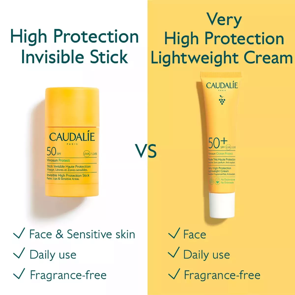 Сонцезахисний стік для обличчя та тіла Caudalie Vinosun Protect Invisible High Protection Stick SPF 50