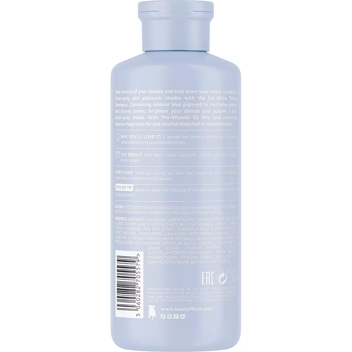 Шампунь для волос с синим пигментом Lee Stafford Bleach Blondes Ice White Toning Shampoo - LS5579