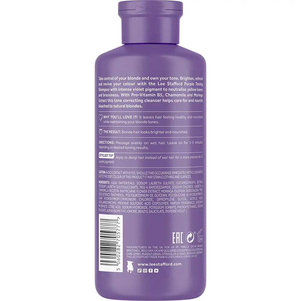 Тонуючий фіолетовий шампунь для освітленого волосся Lee Stafford Bleach Blondes Purple Toning Shampoo - LS5777