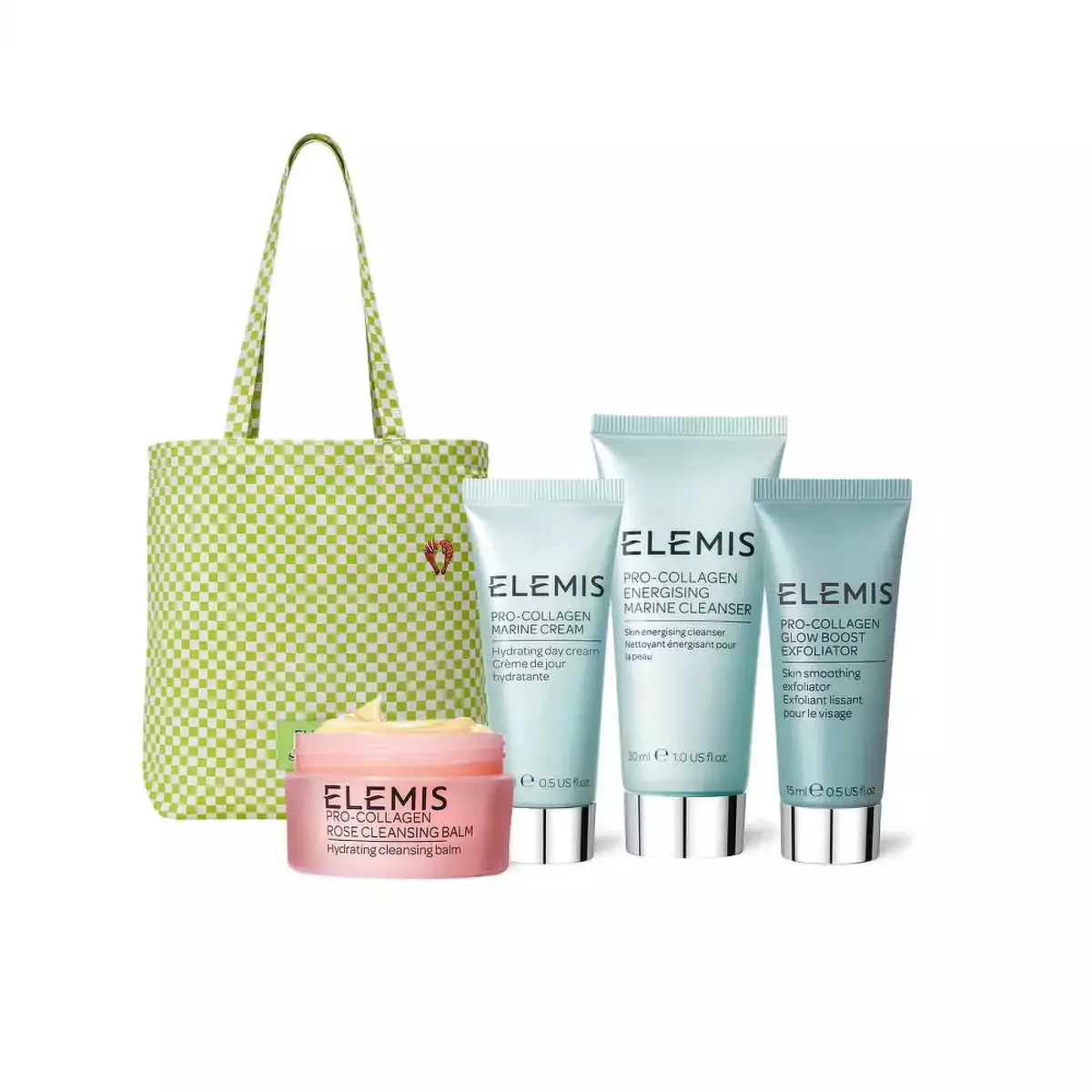 Стильный шопер Shrimps с 4-мя продуктами бестселлерами в тревел размере Elemis Shrimps Travel Bestsellers Collection