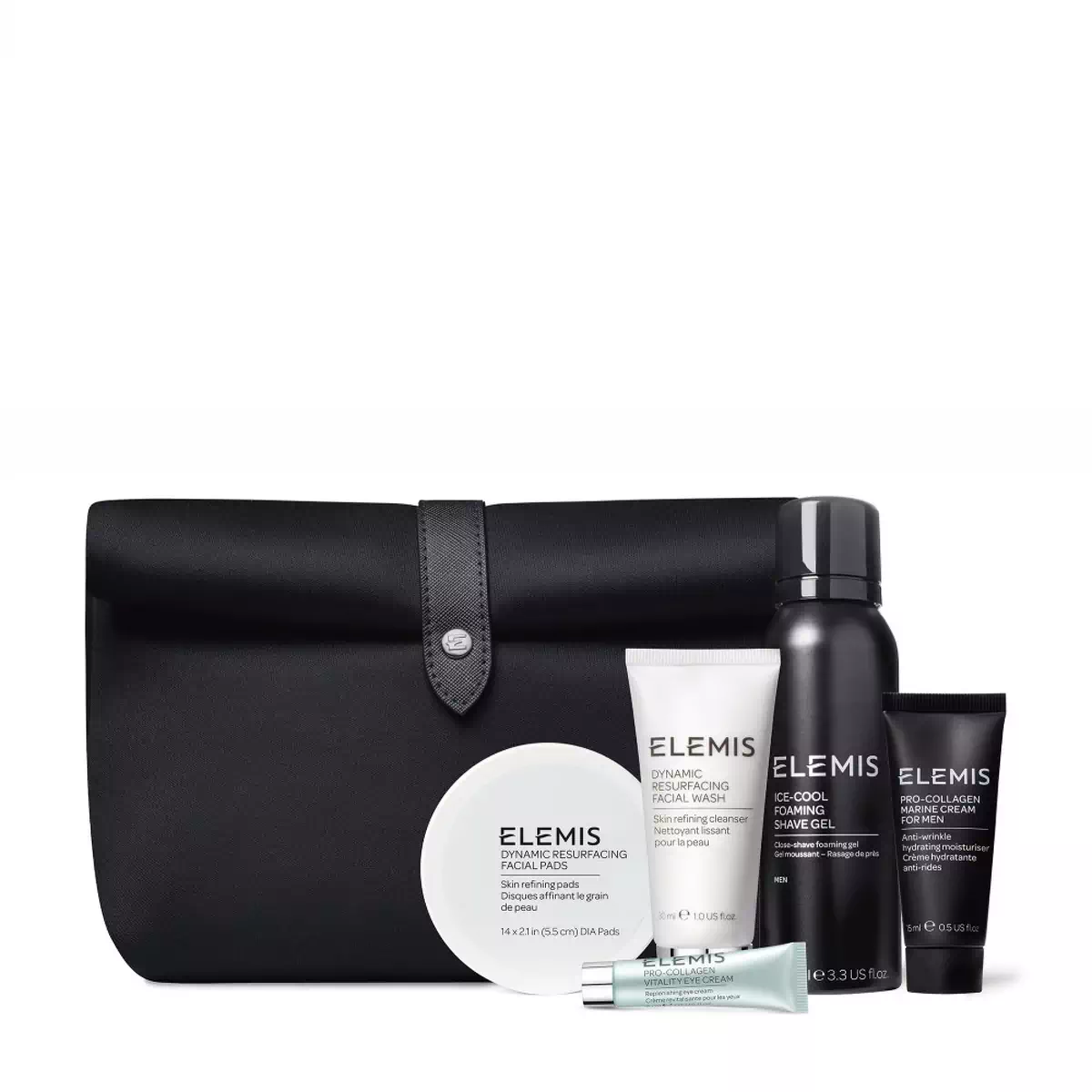Бестселери для обличчя та тіла у люкс косметичці для нього Elemis The Grooming Collection Travel Skincare Favourites for Him Kit