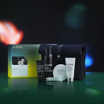 Бестселери для обличчя та тіла у люкс косметичці для нього Elemis The Grooming Collection Travel Skincare Favourites for Him Kit