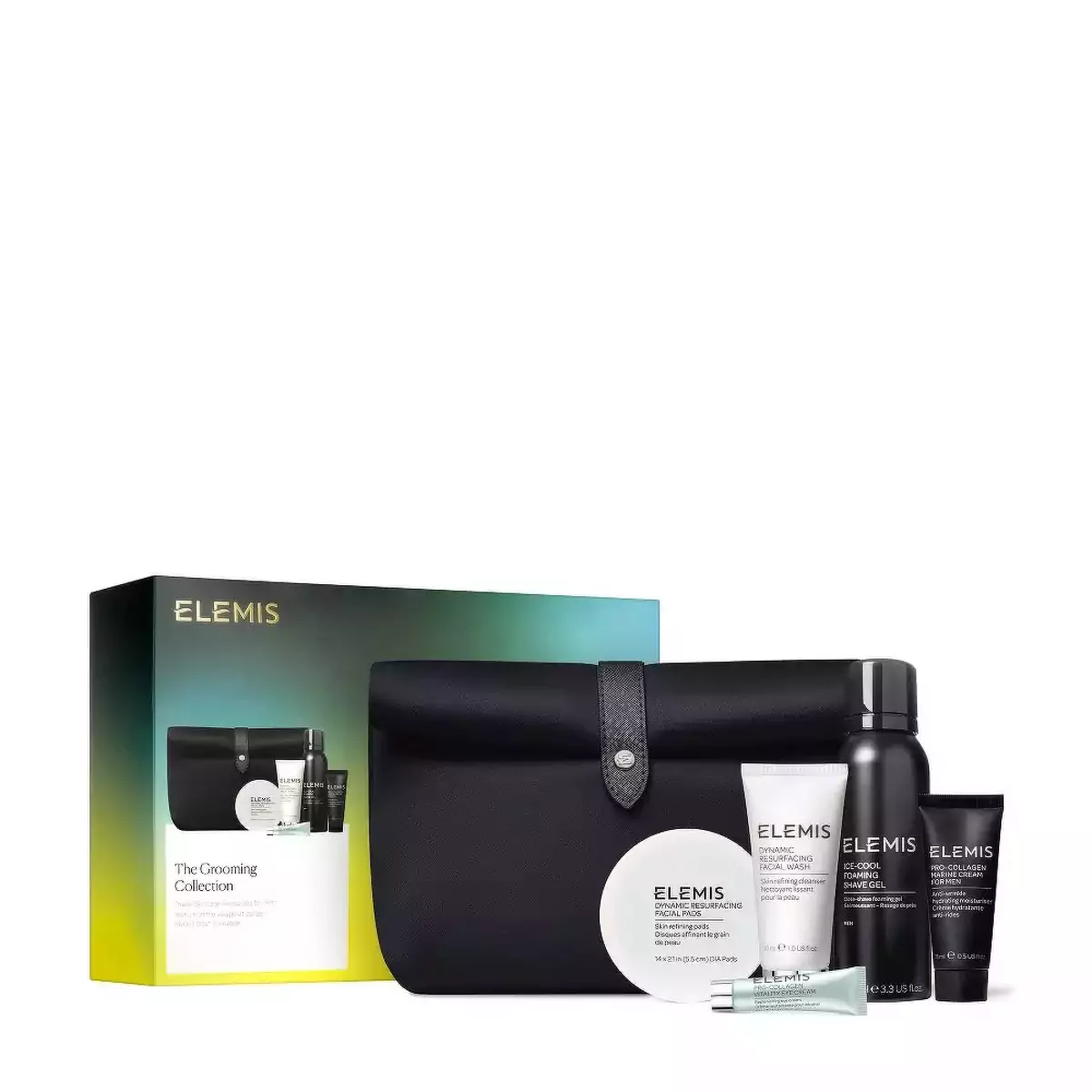 Бестселери для обличчя та тіла у люкс косметичці для нього Elemis The Grooming Collection Travel Skincare Favourites for Him Kit