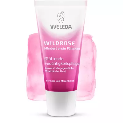 Трояндовий легкий крем для обличчя Weleda Wildrosen Glattende Feuchtigkeitspflege