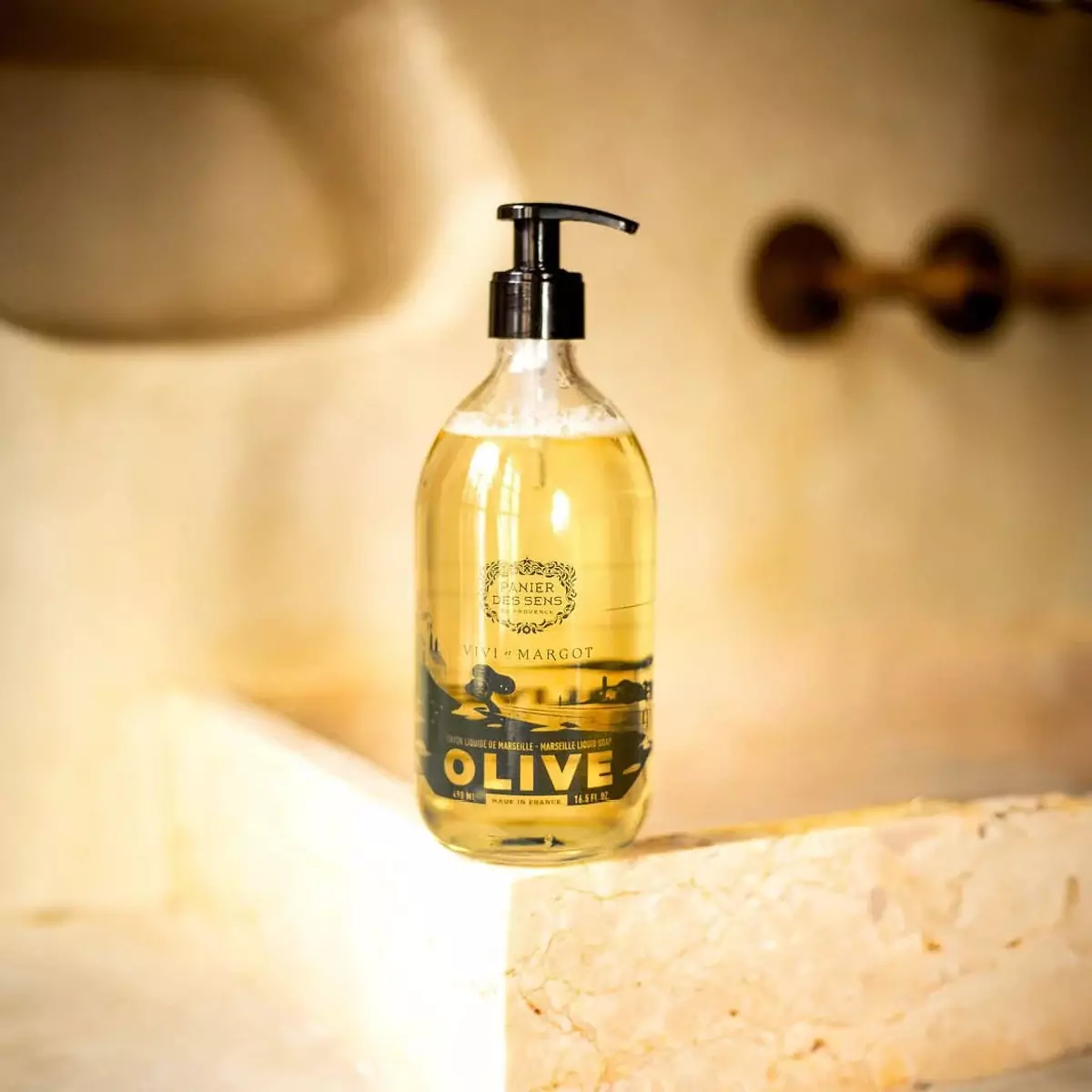 Марсельское жидкое мыло Олива в лимитированной стеклянной бутылке Panier des Sens Timeless Glass Bottle Liquid Marseille Soap Olive Limited Ed 24 - LIM10948_V2