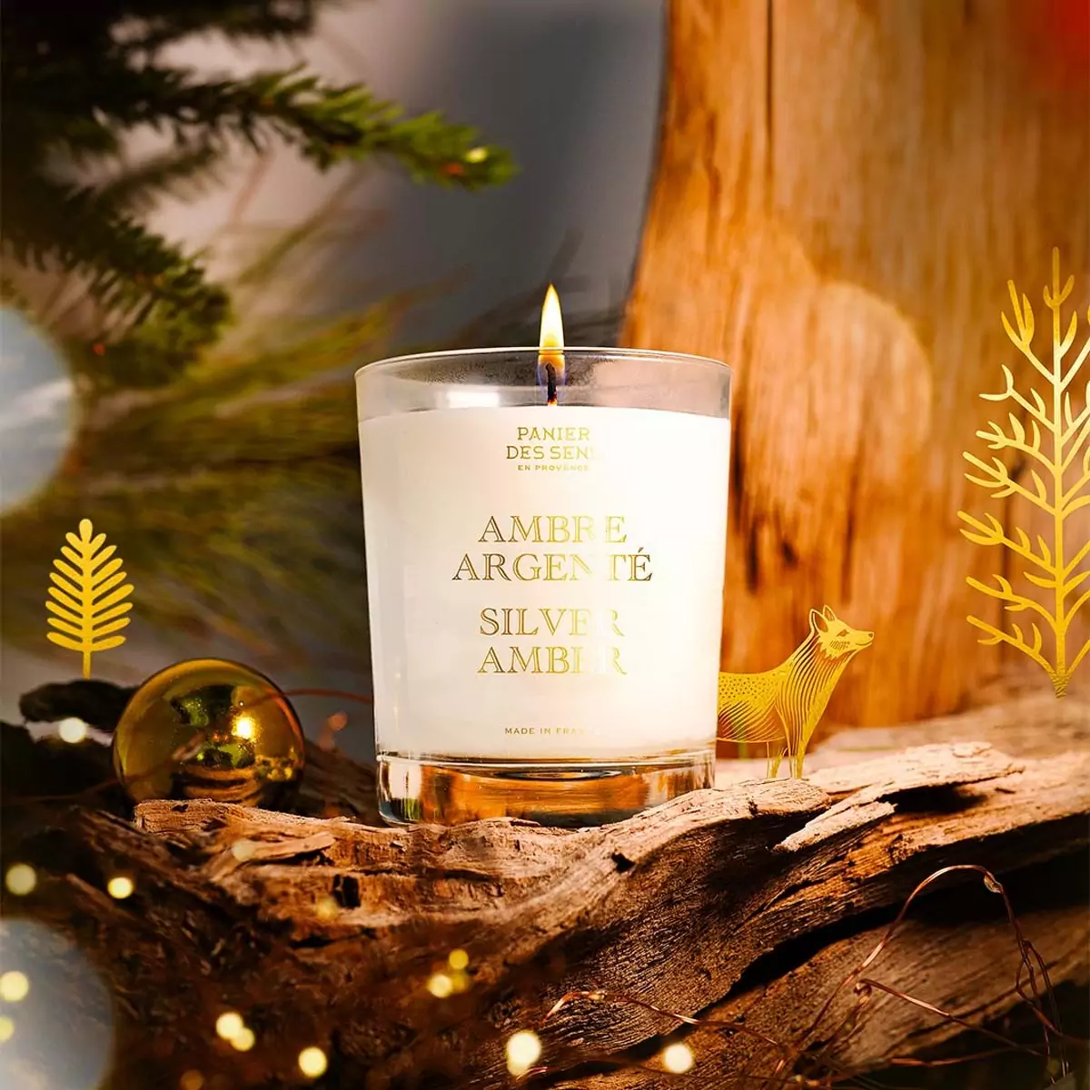 Лимитированная ароматическая свеча Серебряный янтарь Panier des Sens XMAS 24 Scented Candle Silver Amber - NOE30050