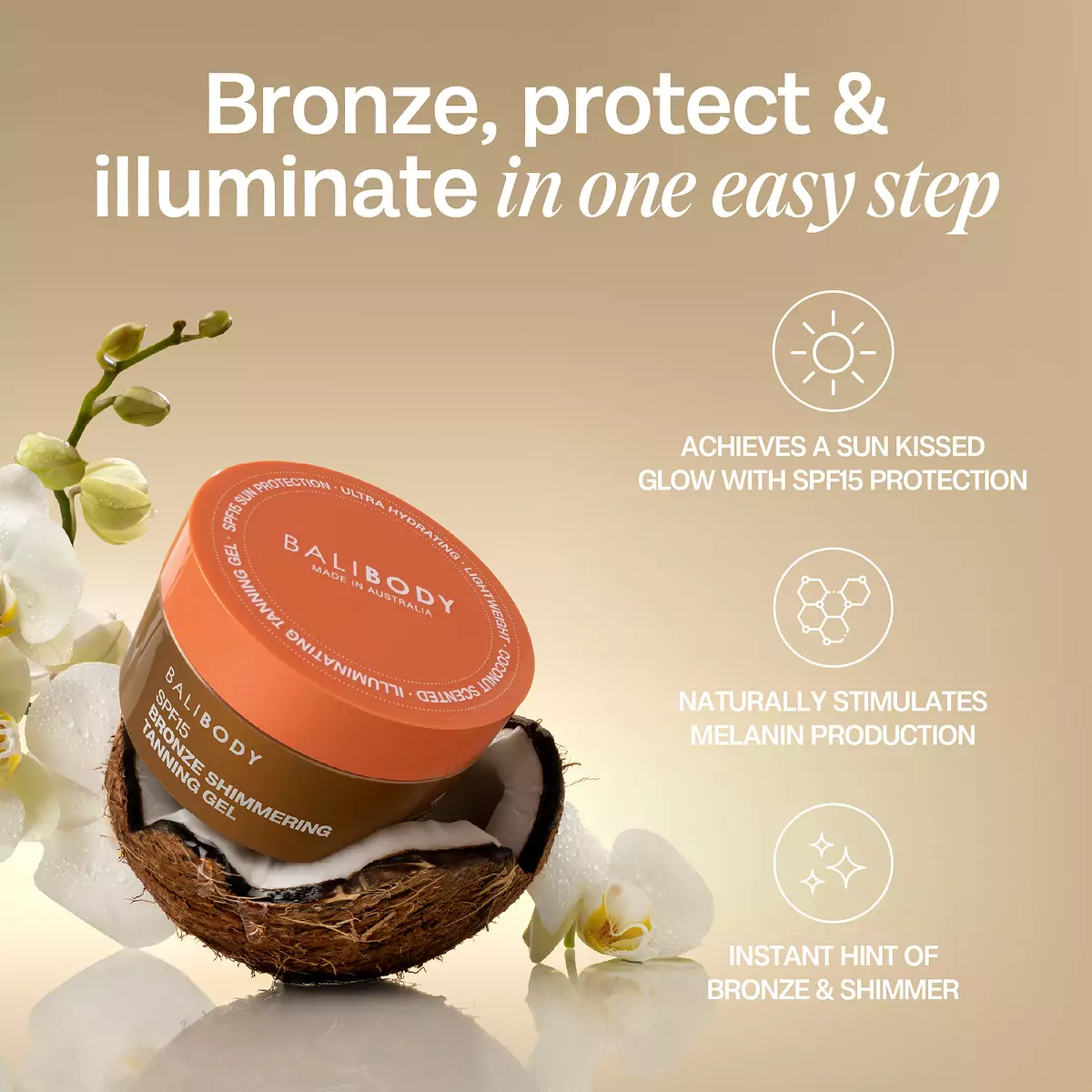 Гель для загара с шимером Bali Body Shimmering Tanning Gel SPF15
