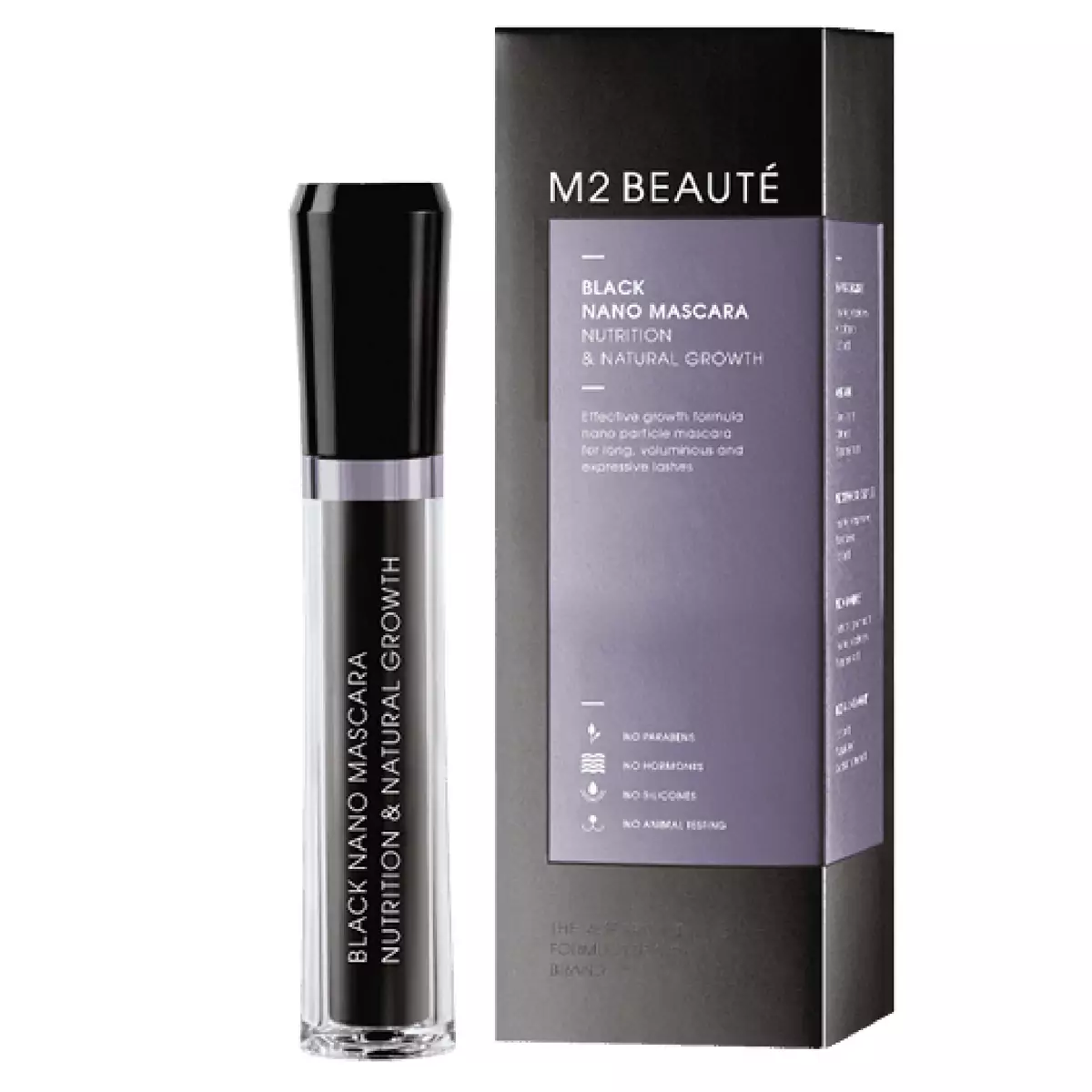 Nano тушь-уход с cu-пептидом для ресниц (+25%) M2 BEAUTÉ Black Nano Mascara Nutrition and Natural Growth