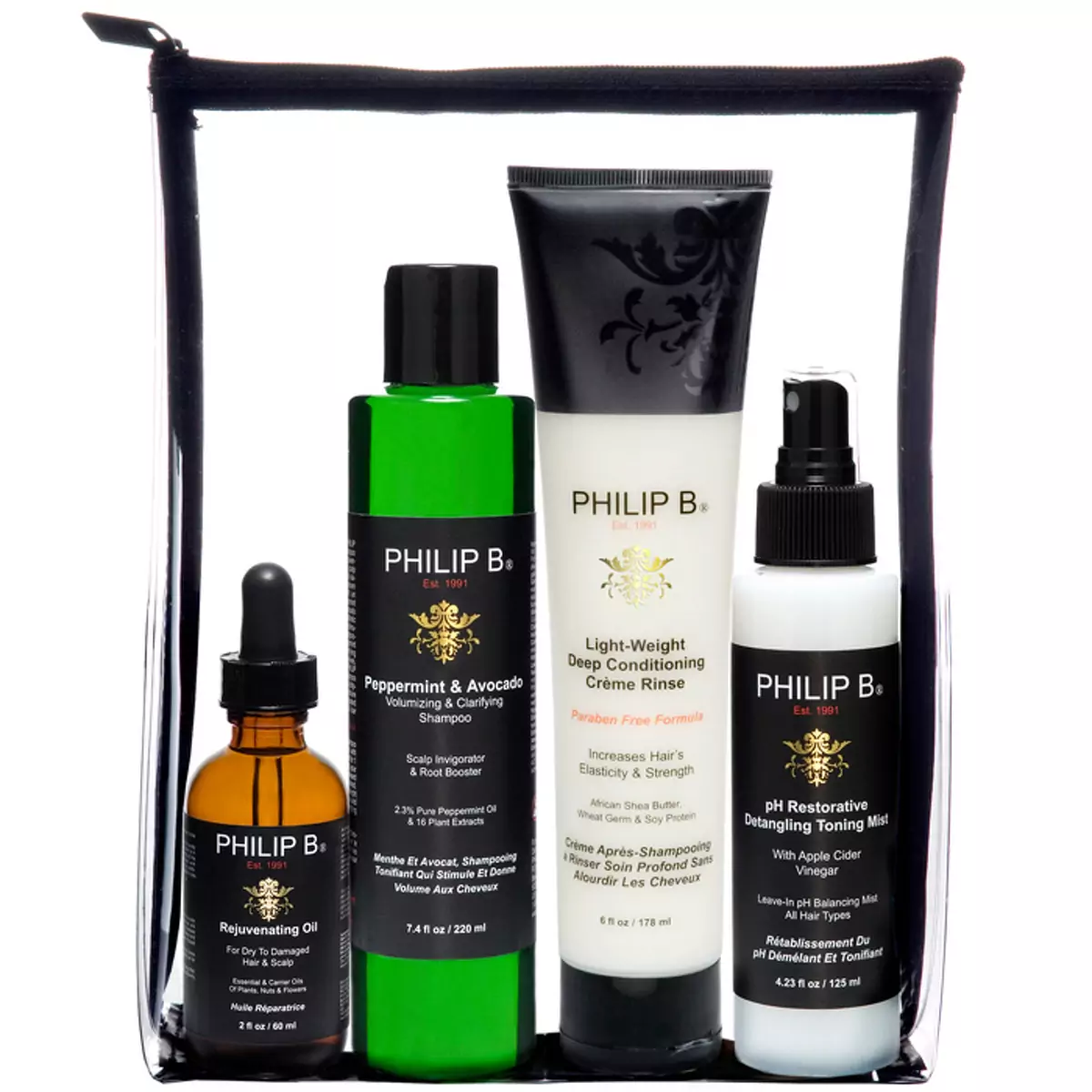 Набор четыре этапа ухода за волосами и кожей головы Philip B Four Step Hair & Scalp Treatment Set Paraben Free Formula