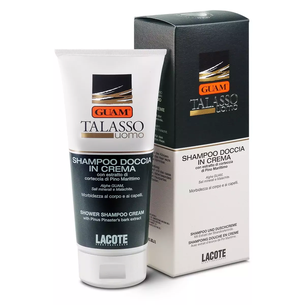 Кремообразный шампунь соль–гель для волос и тела Guam Talasso Uomo Shampoo Doccia in Crema