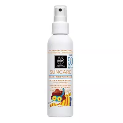Детское солнцезащитное молочко-спрей Apivita Suncare Kids Face and Body SPF50