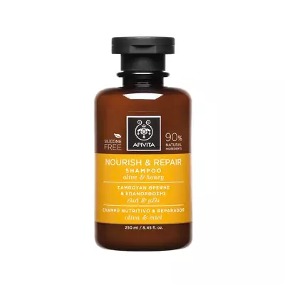 Відновлюючий живлячий шампунь з оливковою олією та медом Apivita Nourish and Repair Shampoo