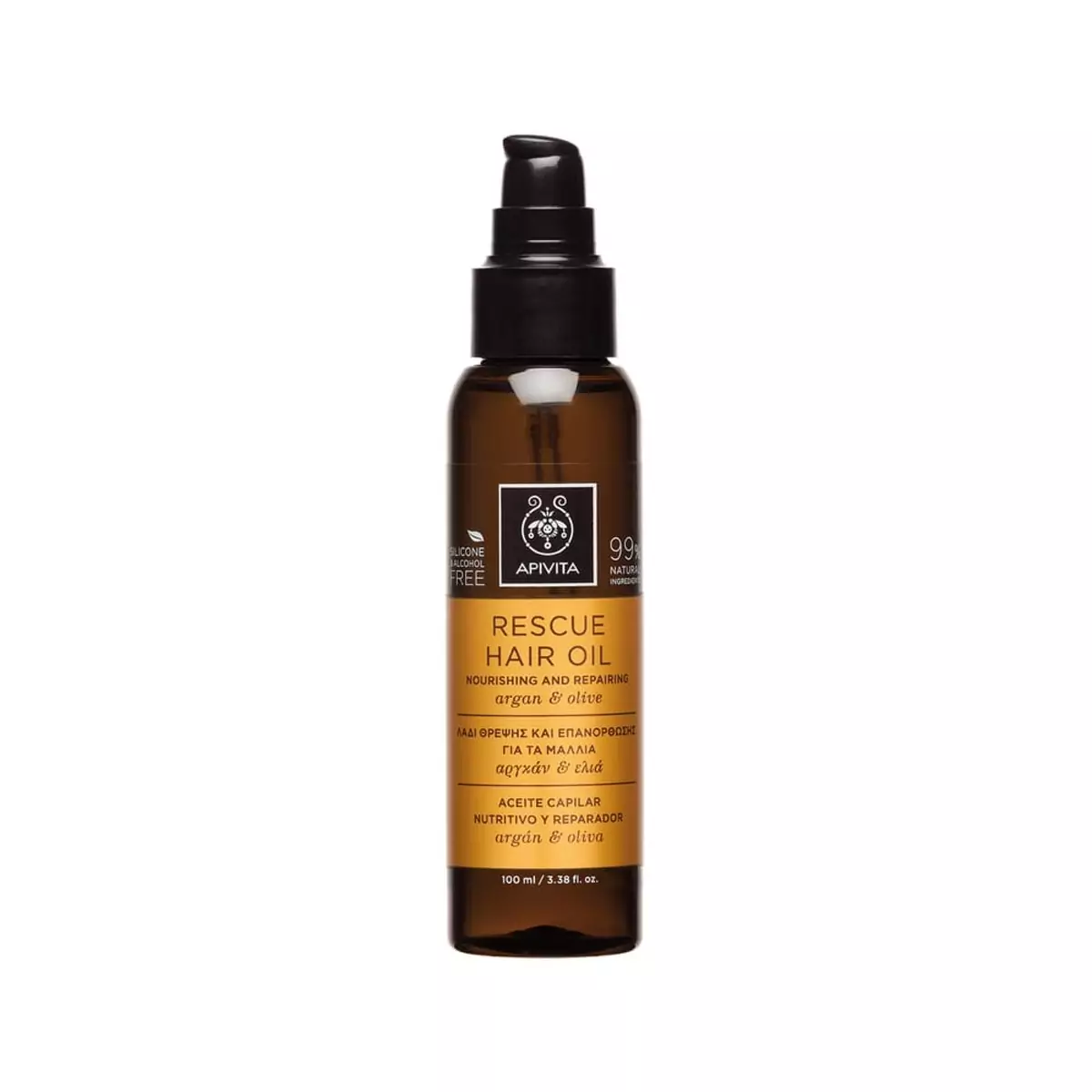 Олія для відновлення та живлення волосся з арганою та оливками Apivita Rescue Hair Oil