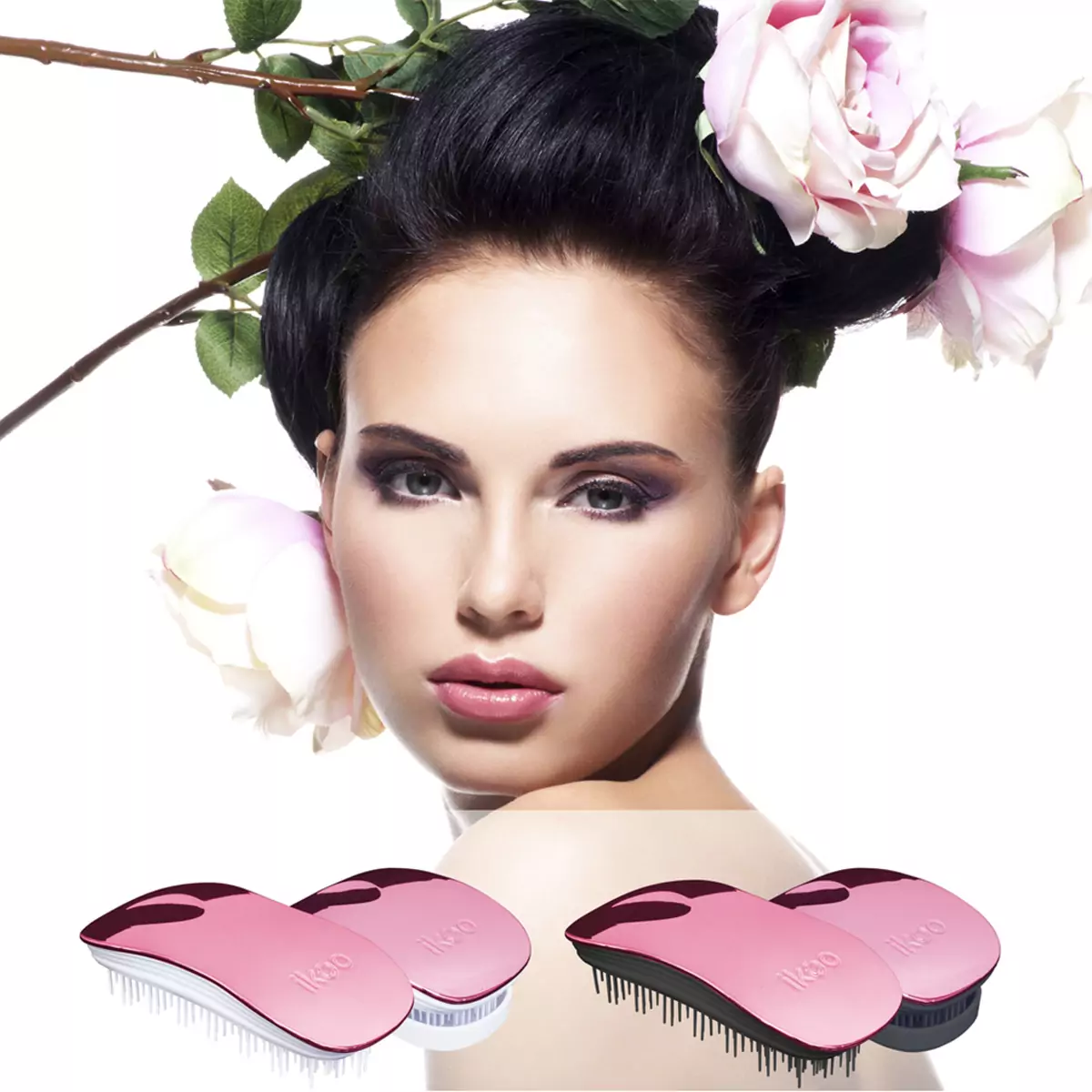 Компактная расческа ikoo pocket metallic rose