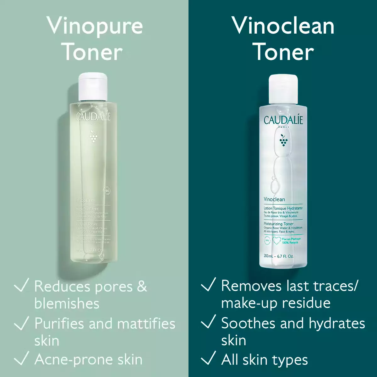 Тонизирующий увлажняющий лосьон Caudalie Vinoclean Moisturizing Toner