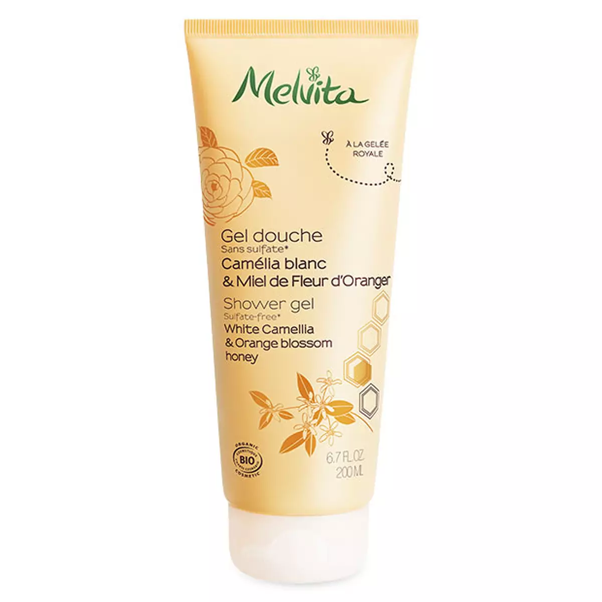 Гель для душа Мед Ромашки и Апельсина Melvita Organic Camellia and Orange Blossom Honey Shower Gel