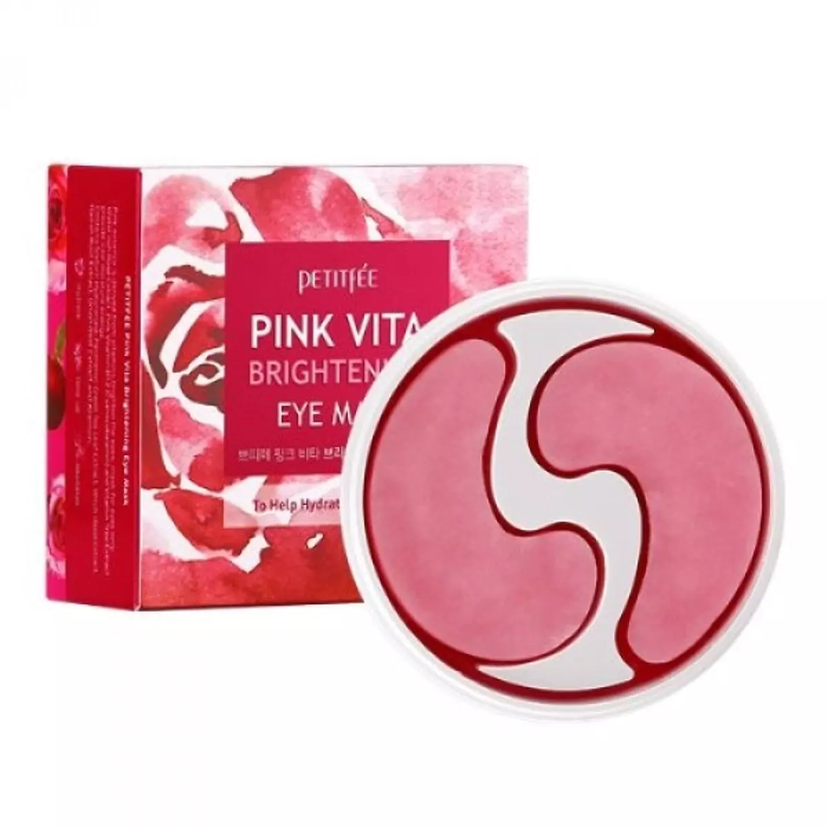 Освітлюючі патчі для очей на основі есенції трояндової води PETITFEE Pink Vita Brightening Eye Mask