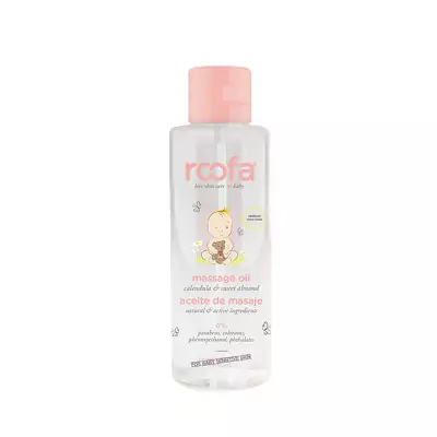 Натурально масажна олія з солодким мигдалем, календулою і пантенолом Roofa Massage oil with Sweet Almond with Calendula and Panthenol