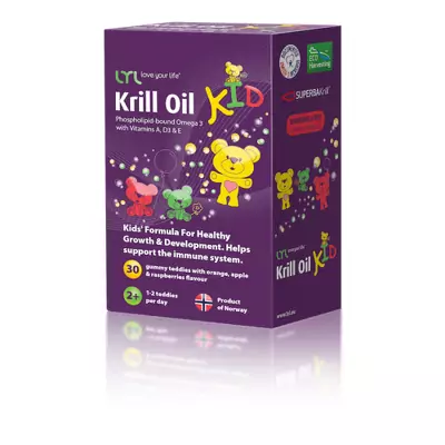 Комплекс полезных жирных кислот Omega-3 и витамины A, D3, E LYL Krill Oil KID