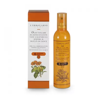 Масло для загара на основе Календулы и Жожоба SPF 6 L'Erbolario Olio Solare Elasticizzante Con Calendula, Jojoba And Mallo di Noce