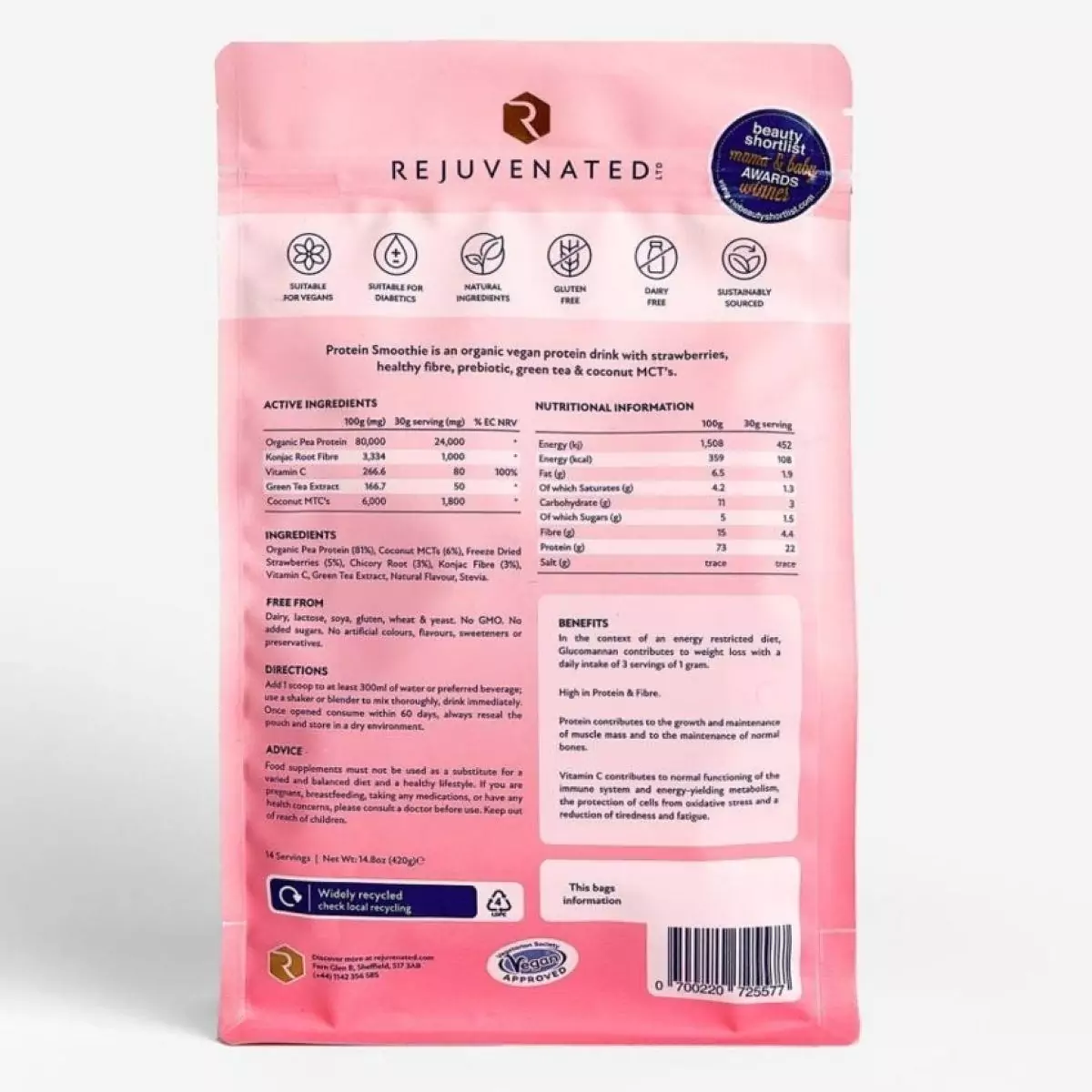 Смузи «Клубника» Rejuvenated Protein Smoothie Strawberry