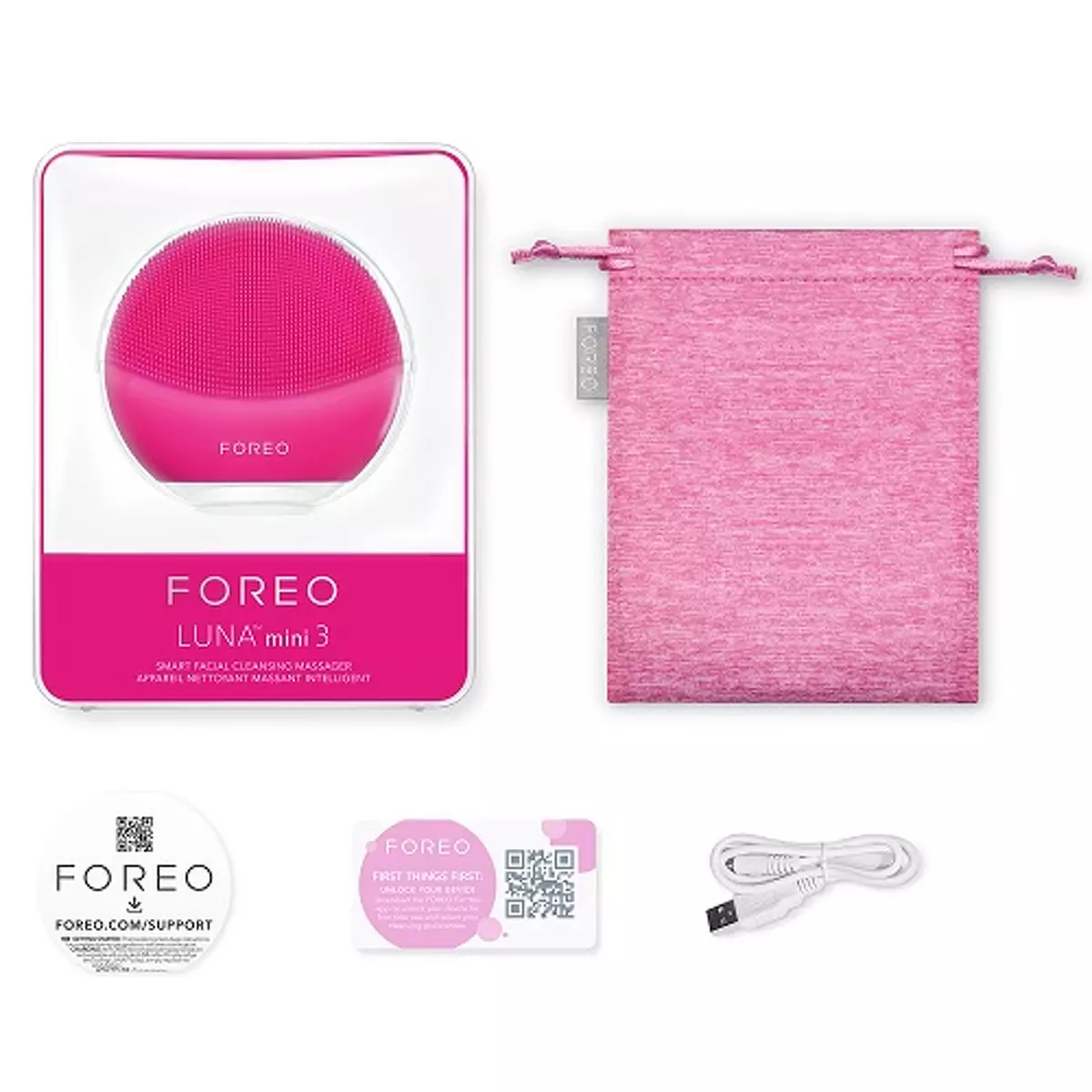 Модернізований очищуючий масажер для обличчя FOREO LUNA mini 3 Fuchsia