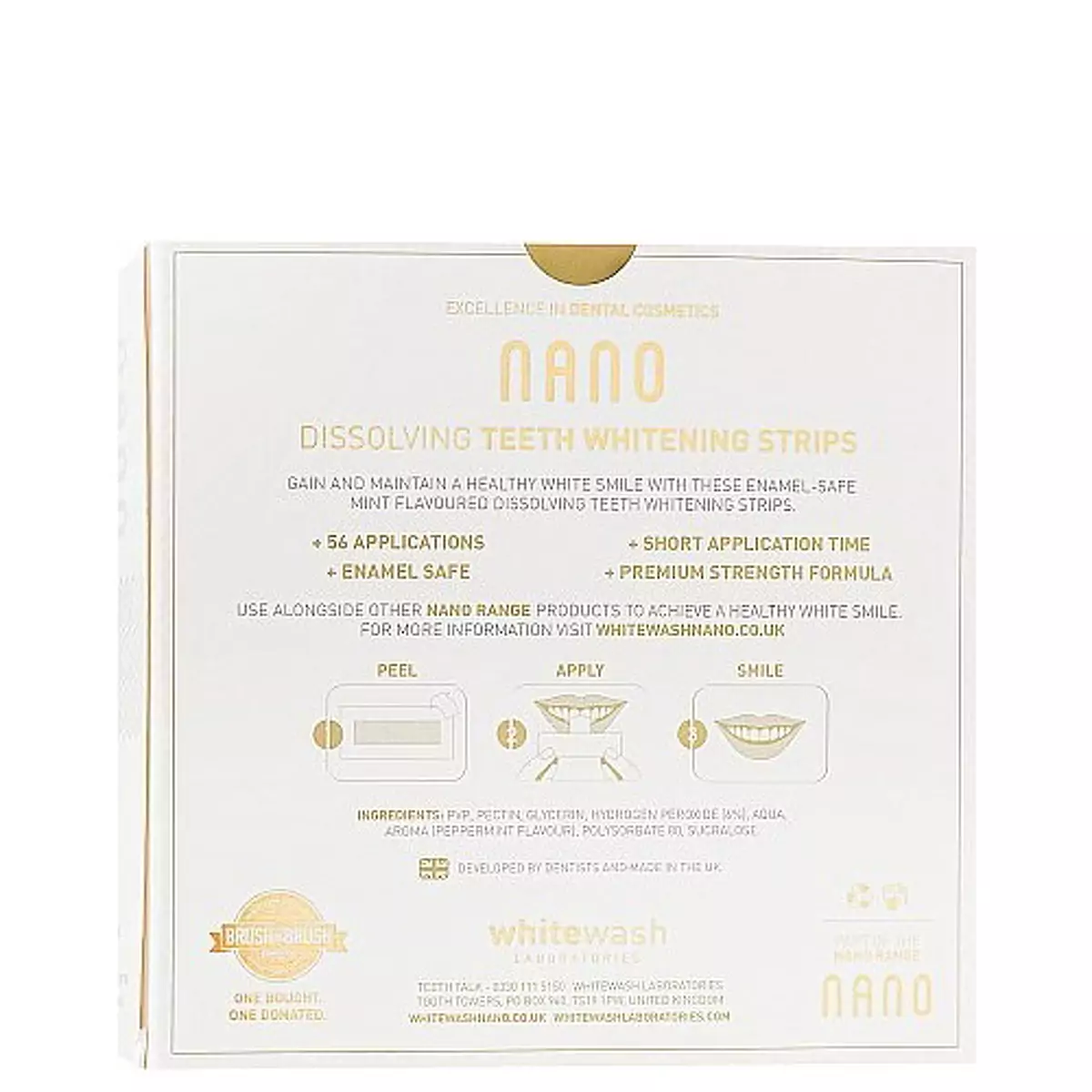 Профессиональные растворимые отбеливающие полоски WhiteWash Laboratories Nano Dissolving Teeth Whitening Strips