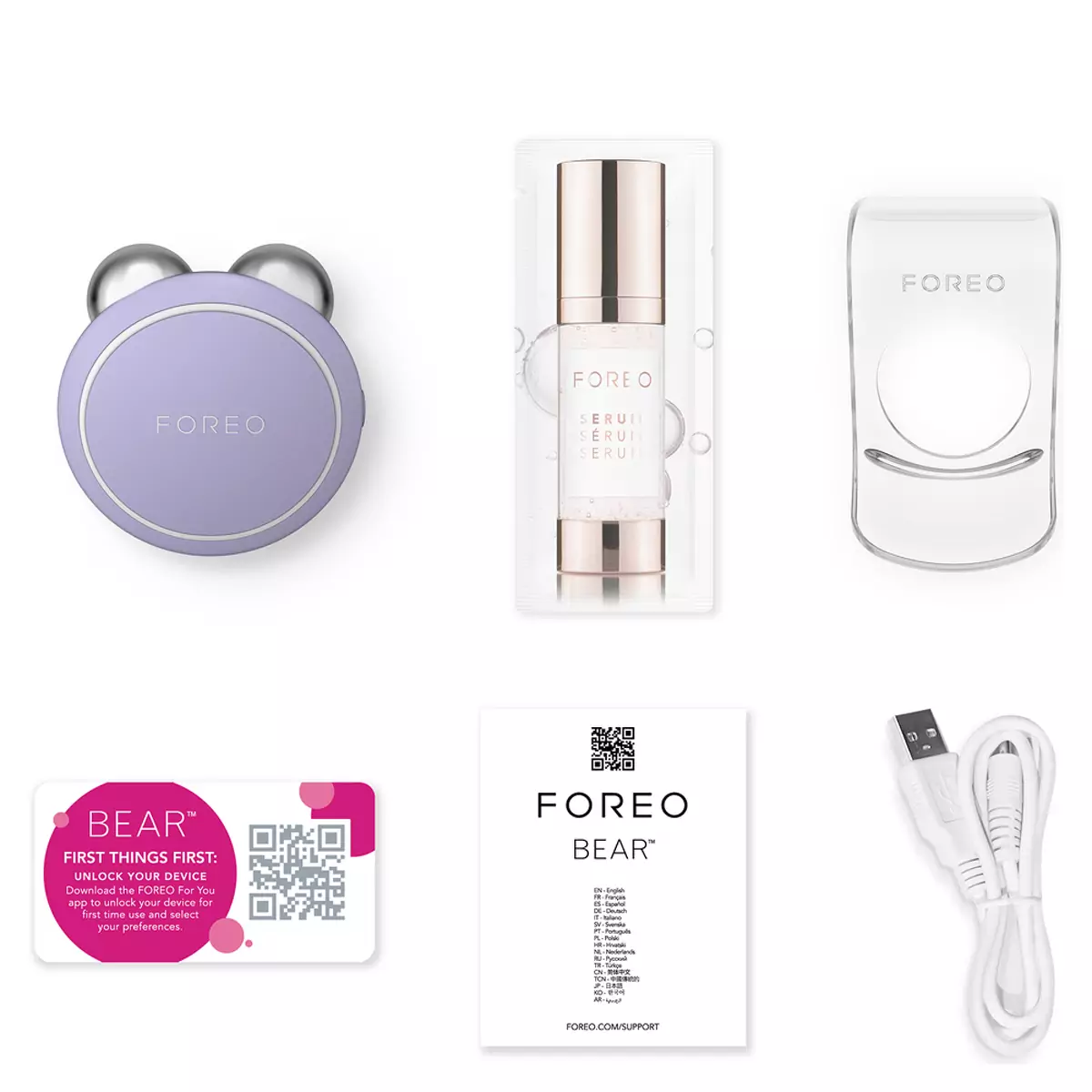 Цілеспрямоване мікротокове зміцнення шкіри обличчя Foreo BEAR Mini Lavender