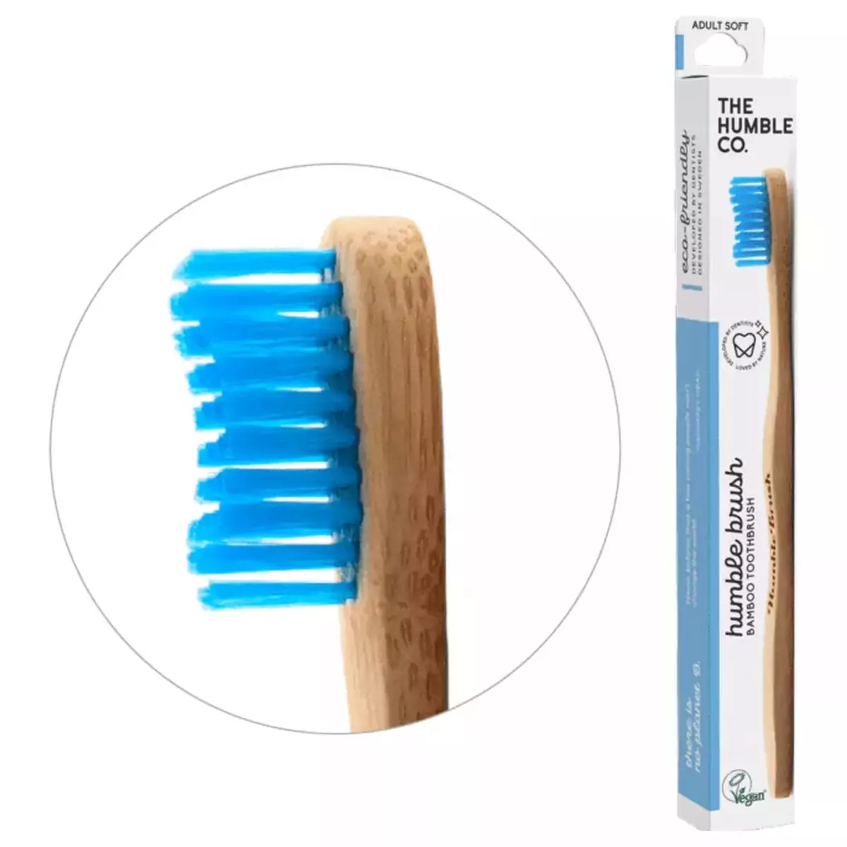 Зубная щетка бамбуковая Голубая средней жесткости The Humble Co Brush Adult Medium Bristles