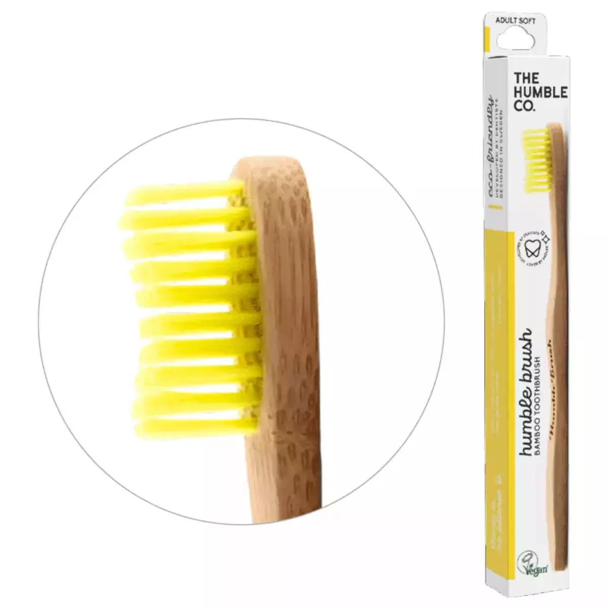 Зубная щетка бамбуковая Желтая средней жесткости The Humble Co Brush Adult Yellow Medium Bristles