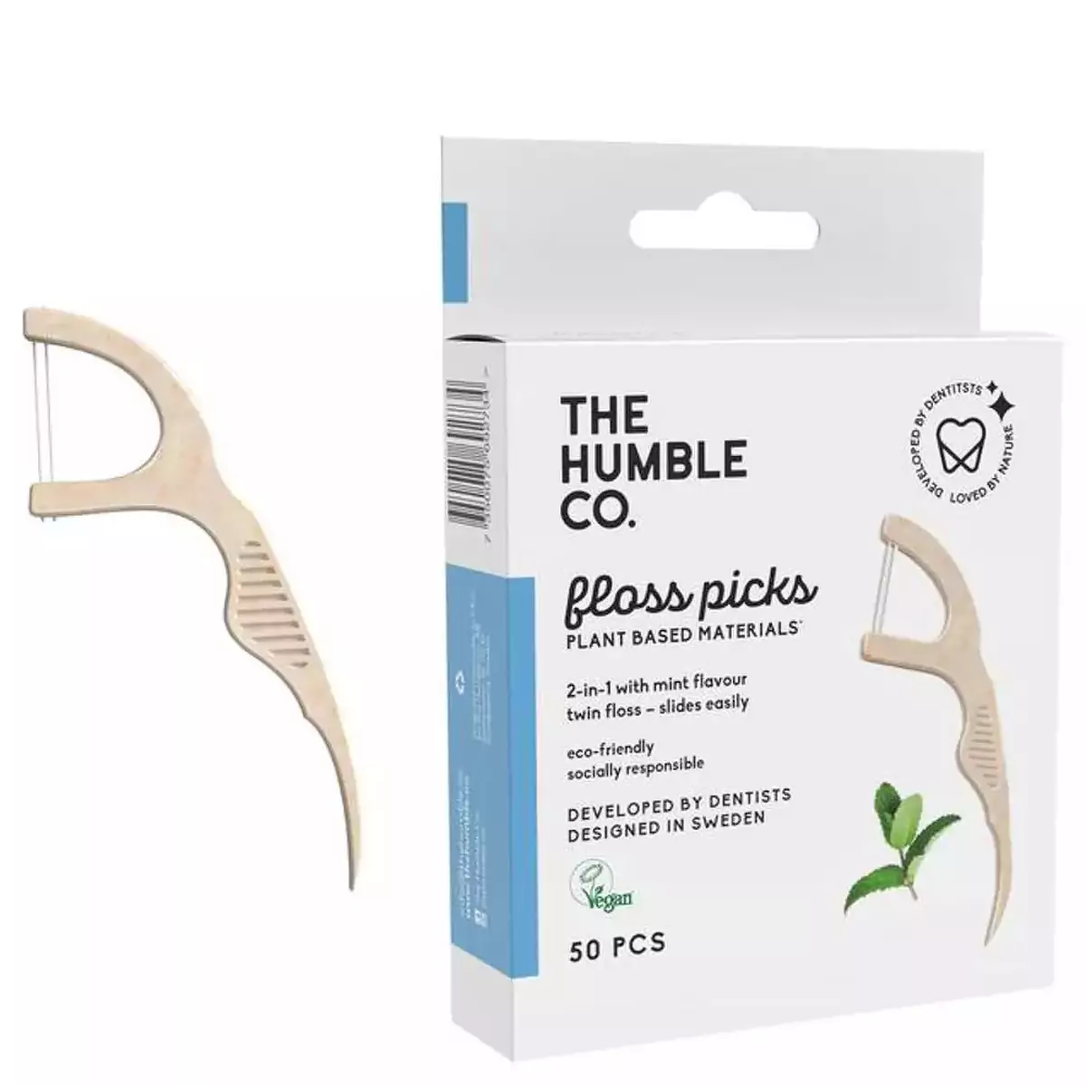 Флоссер зубная нить с держателем Мята The Humble Co Natural Humble Floss Picks Mint