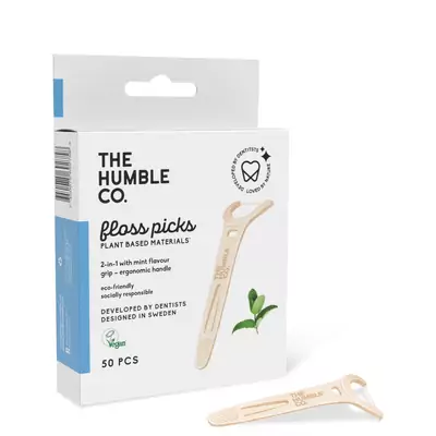 Флосс-зубочистки с кукурузного крахмала Освежающая мята The Humble Co Floss Picks Grip Handle Mint