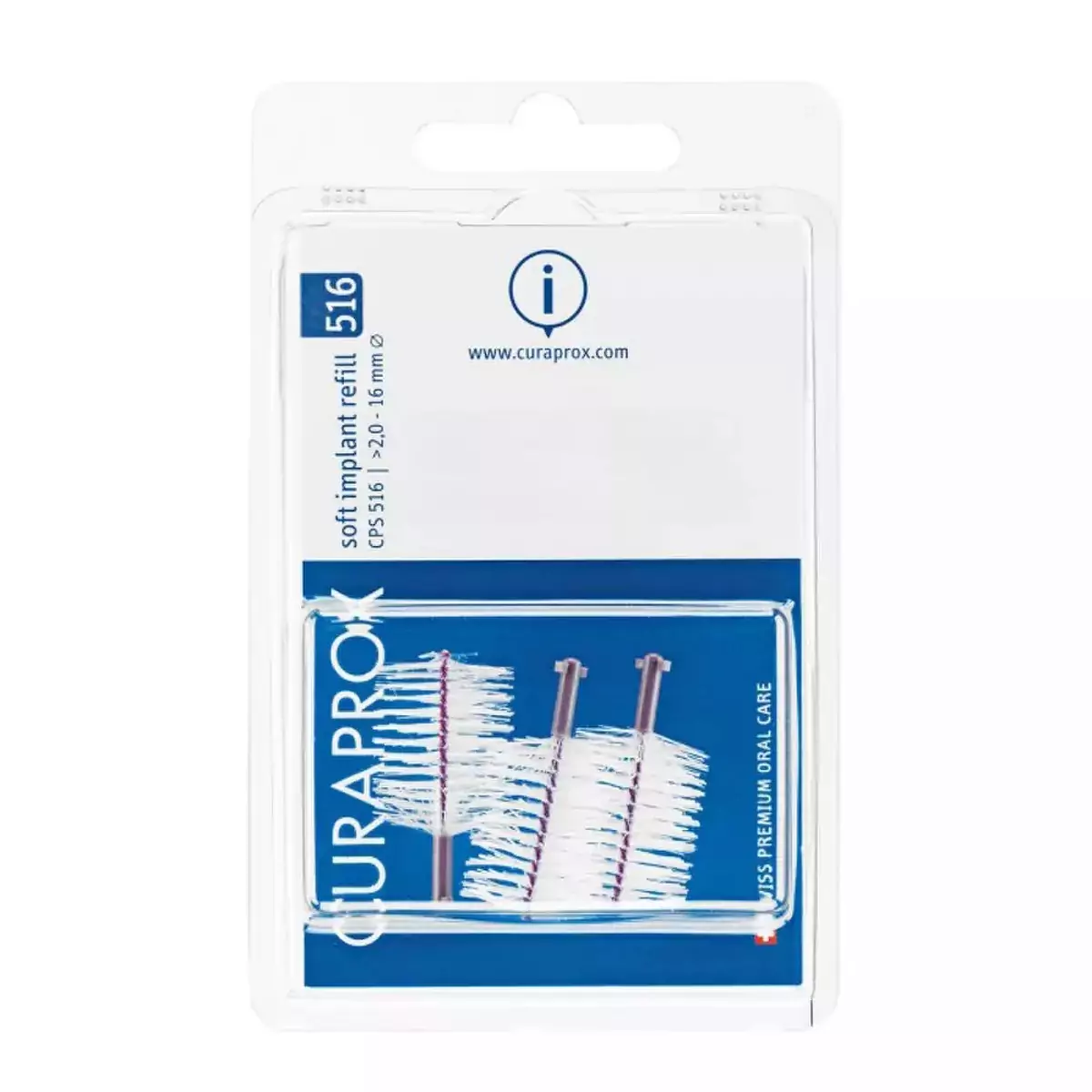 Набір йоршиків для імплантів Curaprox CPS 516 Soft Implant 16 mm