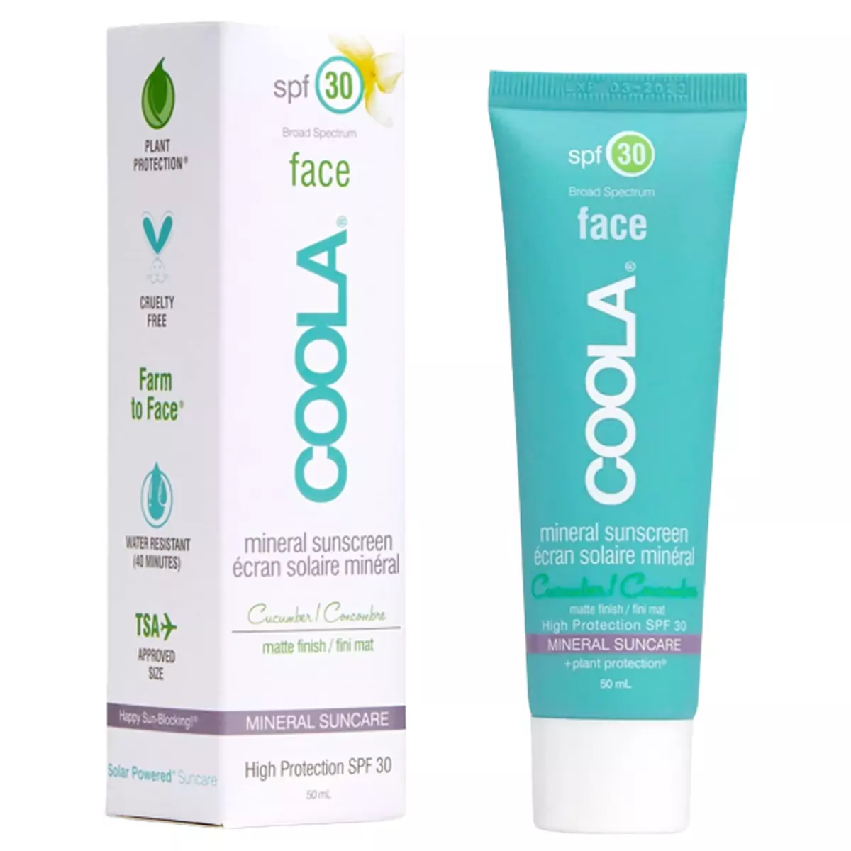 Сонцезахисний матуючий крем для обличчя Огірок SPF 30 COOLA Face Mineral Matte Sunscreen Cucumber