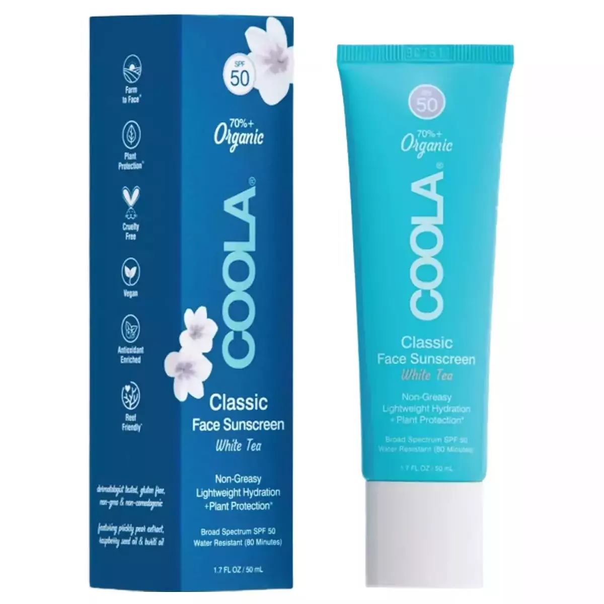 Сонцезахисний крем для обличчя Білий чай SPF 50 COOLA Classic Face Organic Sunscreen White Tea