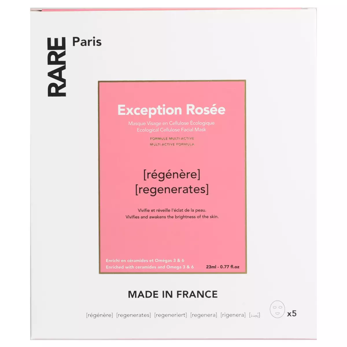 Набір з п’яти відновлюючих масок для обличчя з церамідами PARE Paris Exception Rosee Regenerating Face Mask