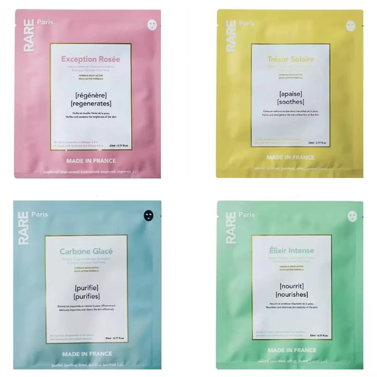 Набір з чотирьох масок для обличчя у прозорому боксі PARE Paris Box of 4 Face Mask